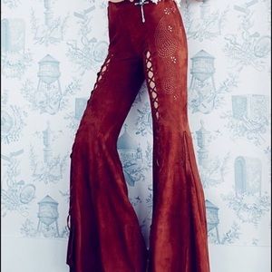 Free people suede flare leg pants